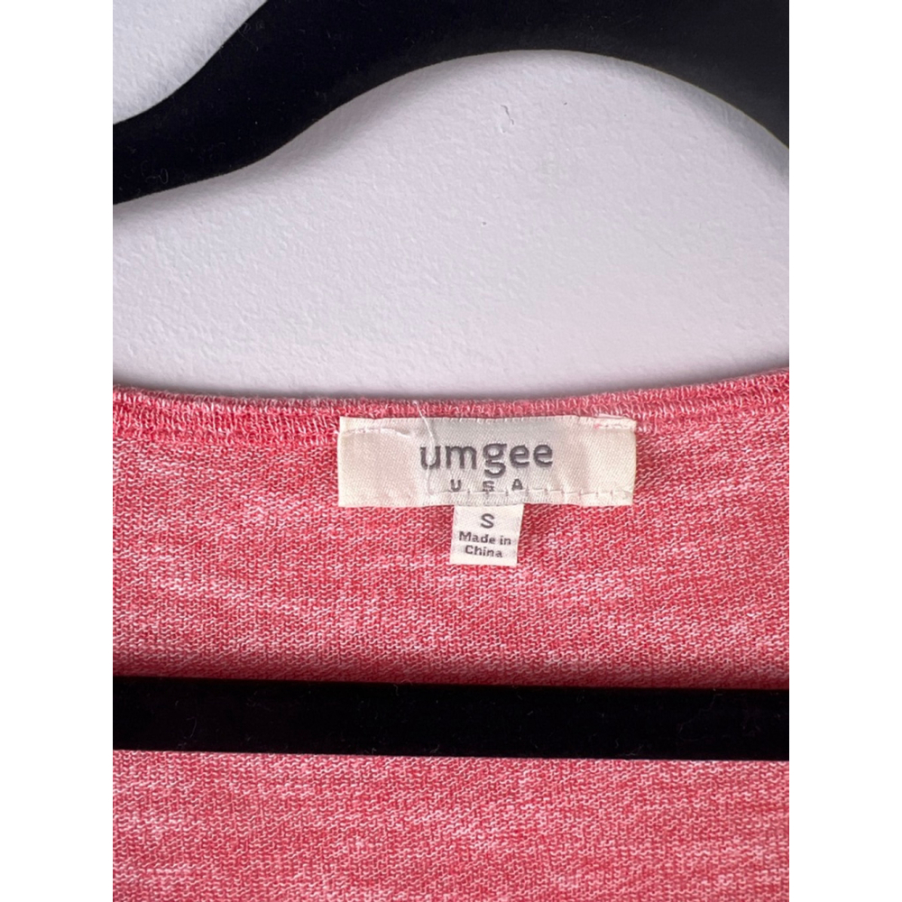 Umgee Top Small Pink Coral Crochet Lace Side Boho Knit Blouse 3/4 Sleeve Cottage - Picture 2 of 5